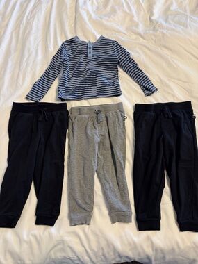 Bundle Splendid 3 Pairs of Jogger Pants and Striped Henley Shirt